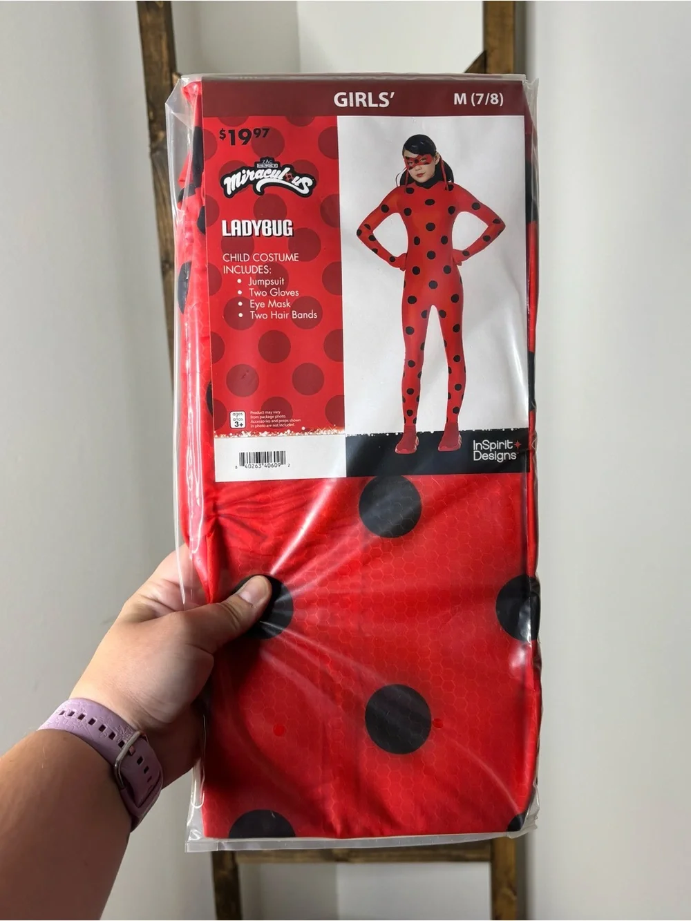Girls' Ladybug Costume Red with Black Spots - Size M (7/8)